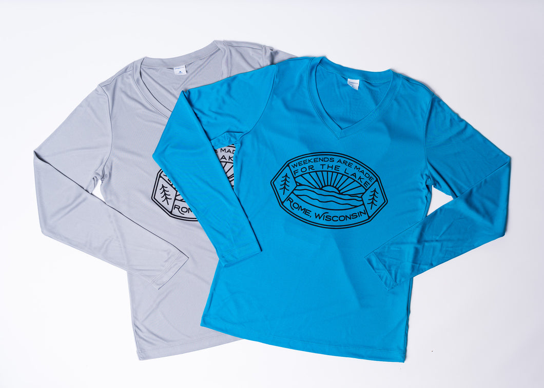 Weekends Are Made for the Lake Women's Long Sleeve V-Neck Tee