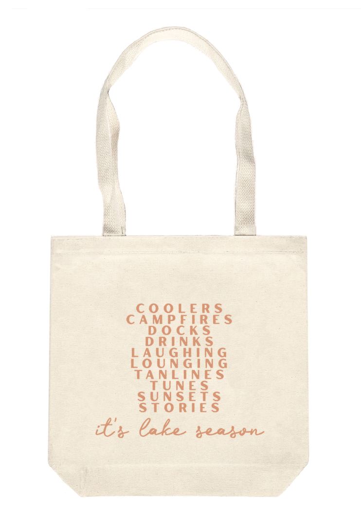 It's Lake Season Lake List - Square Cotton Canvas Tote Bag